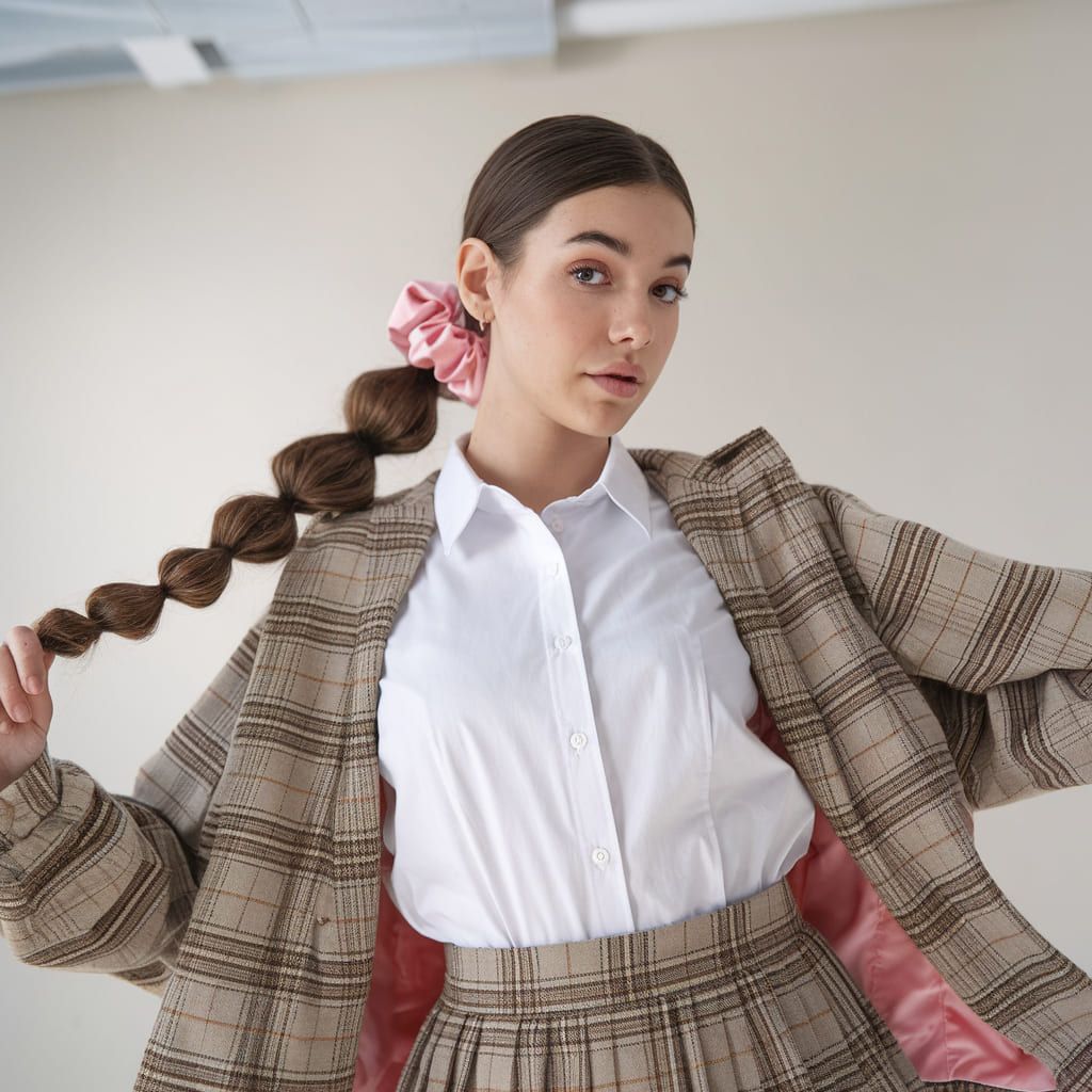 Bubble Braid Low Ponytail