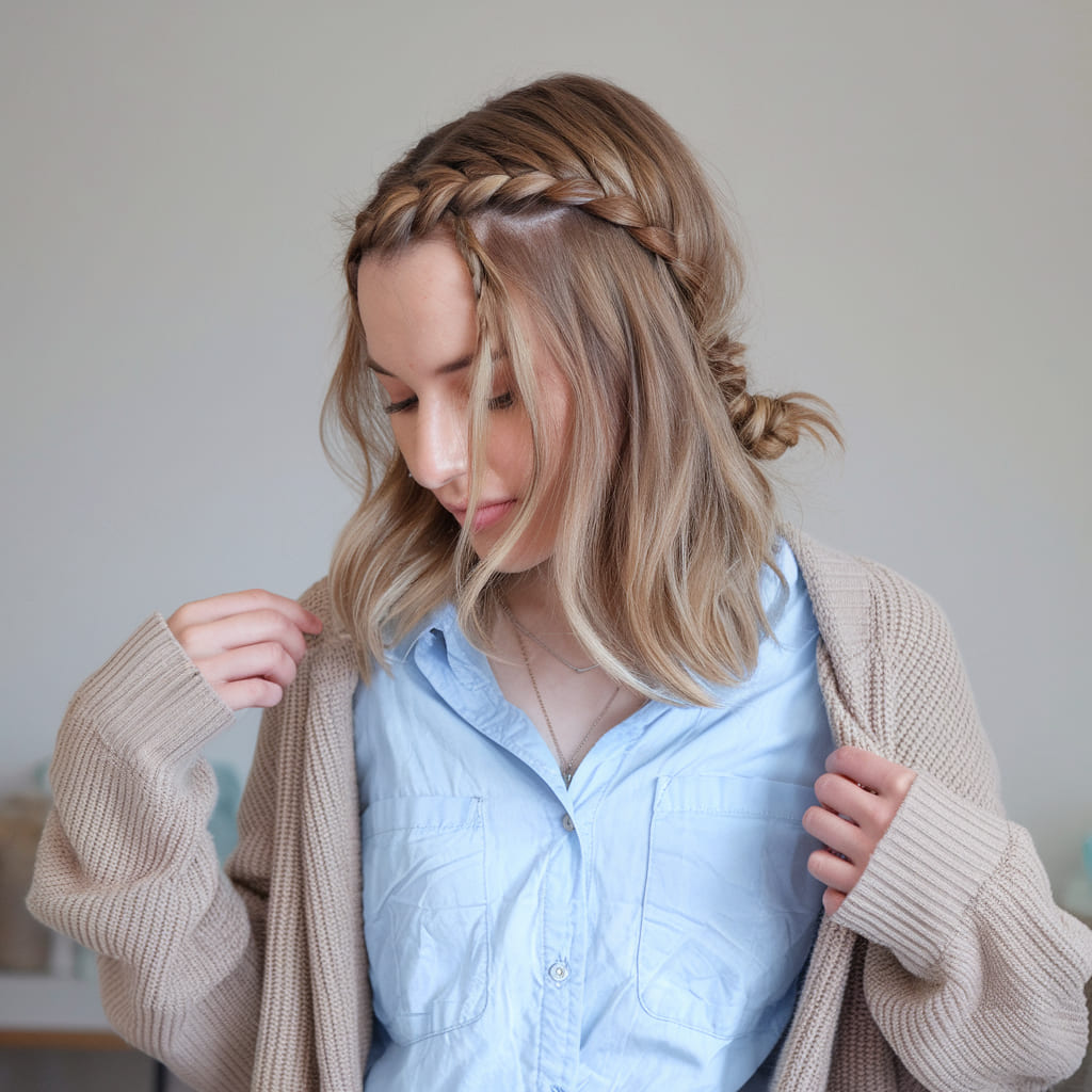 Dutch Braid Low Bun