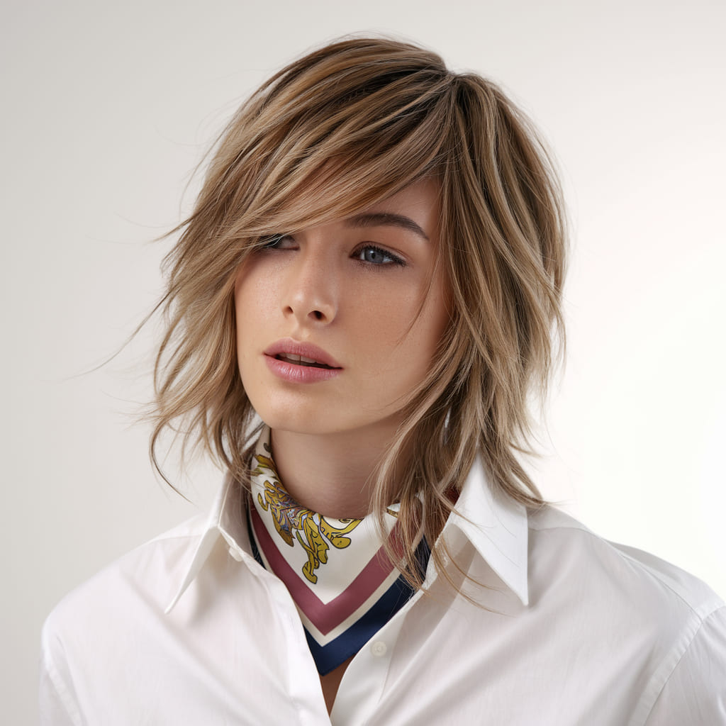 Layered Cut with Side Swept Bangs