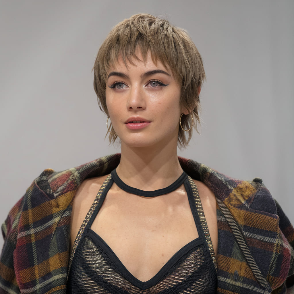 Feathered Cropped Pixie with Short Bangs