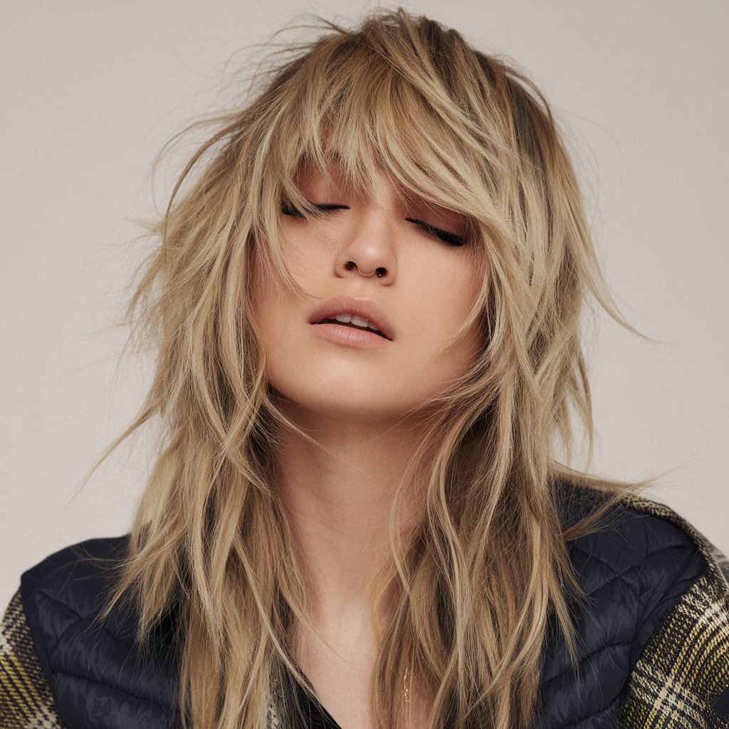 Long Tousled Shag with Soft Fringe