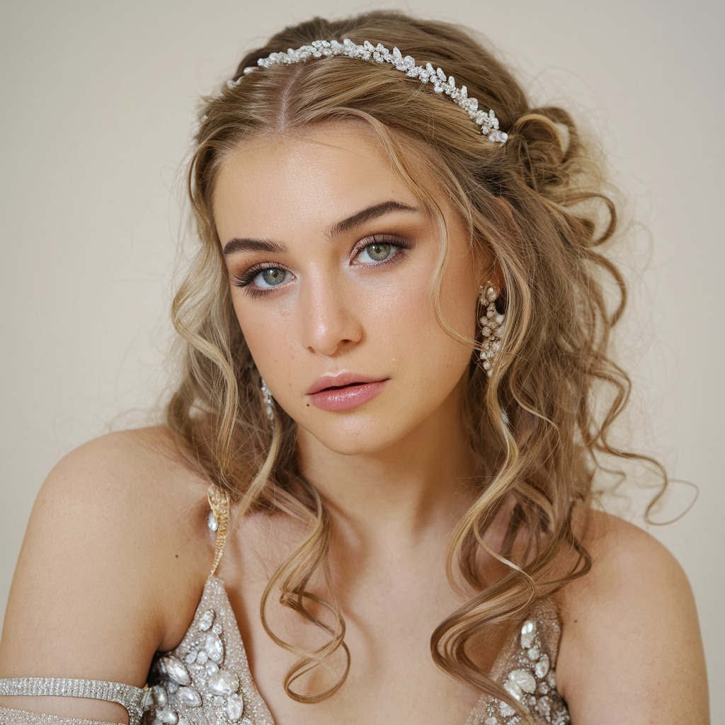 Loose Curls with Crystal Headband