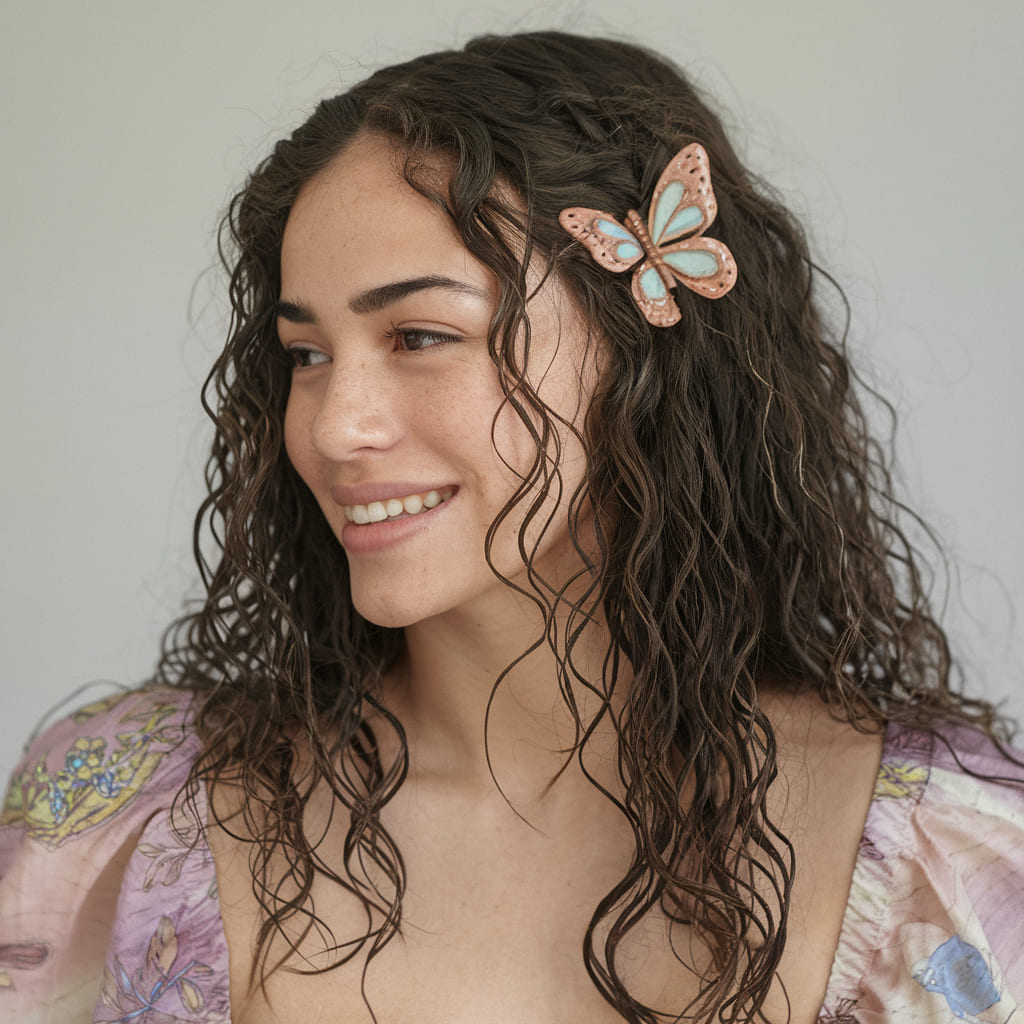 Loose Curls with a Butterfly Clip