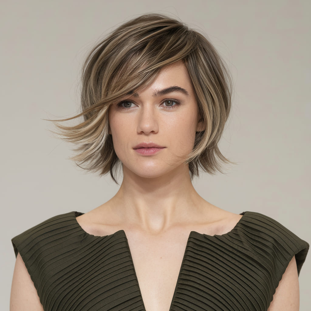 Short Butterfly Cut with Shadow Roots