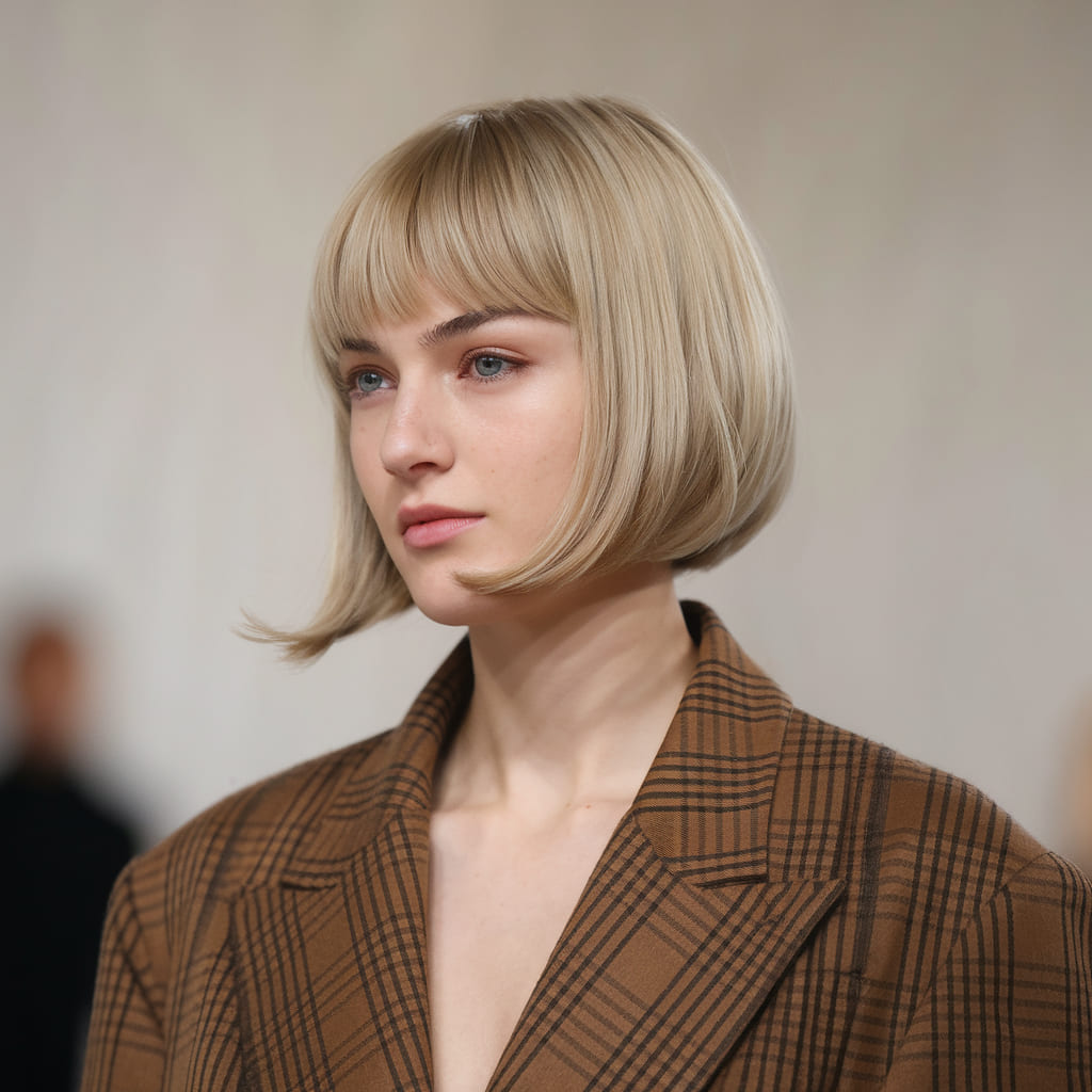 Sleek Bob with Blunt Bangs