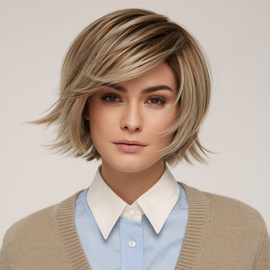 Sleek Butterfly Bob with Subtle Layers