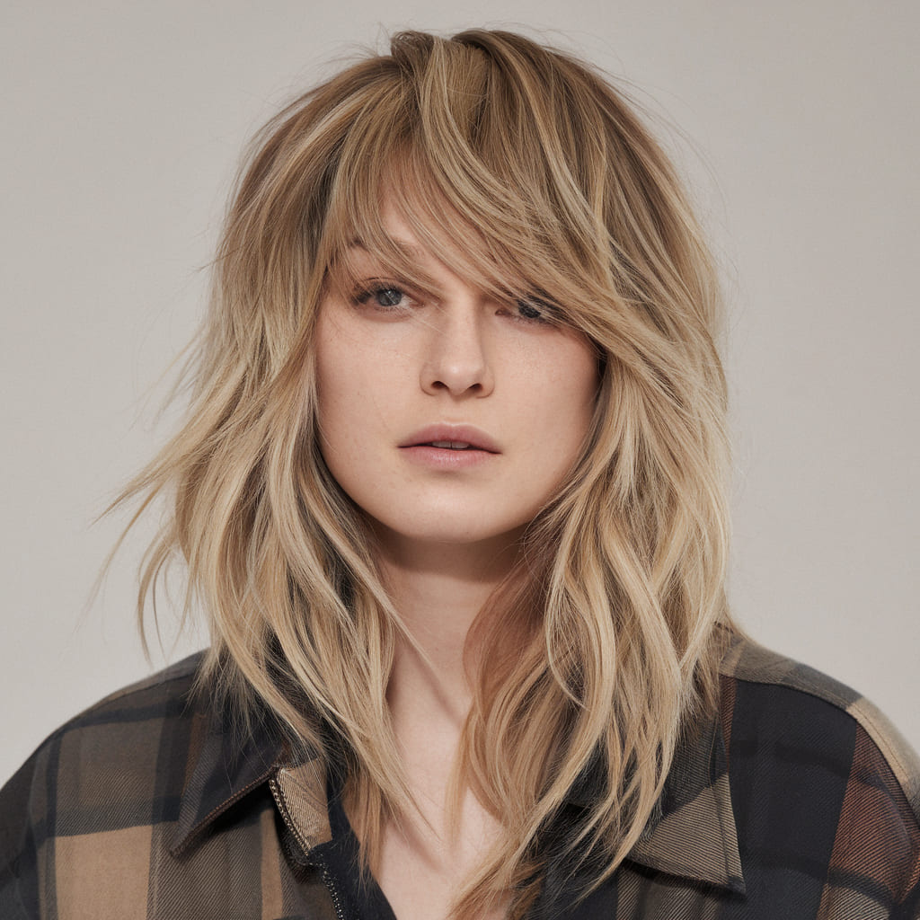 Soft Long Layered Shag with Subtle Highlights