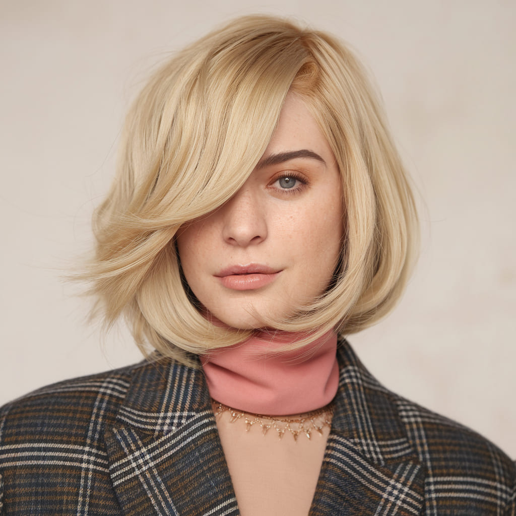 Textured Short Bob with Wispy Ends