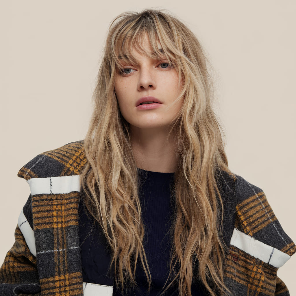 Voluminous Long Shag with Fringed Bangs