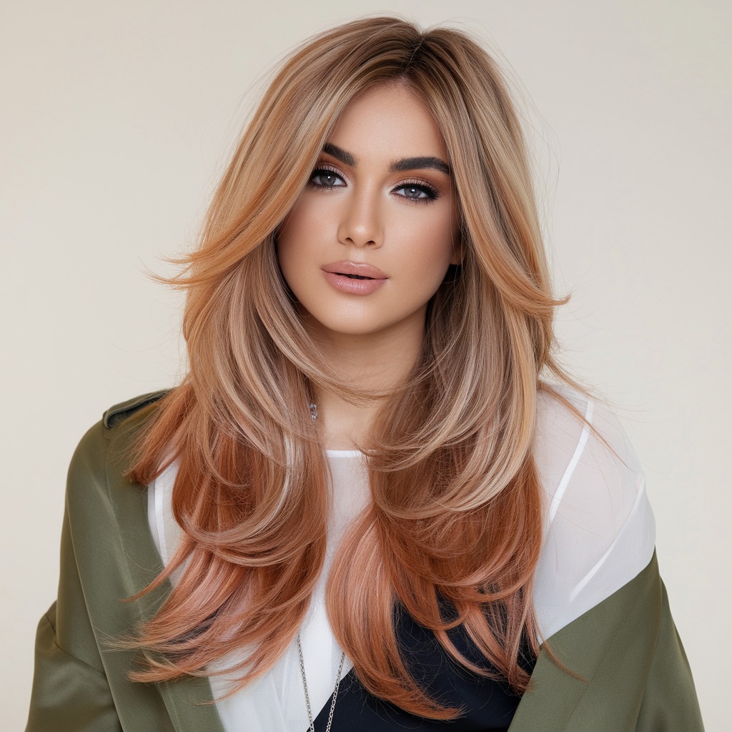 Blonde Balayage with Copper Lowlights