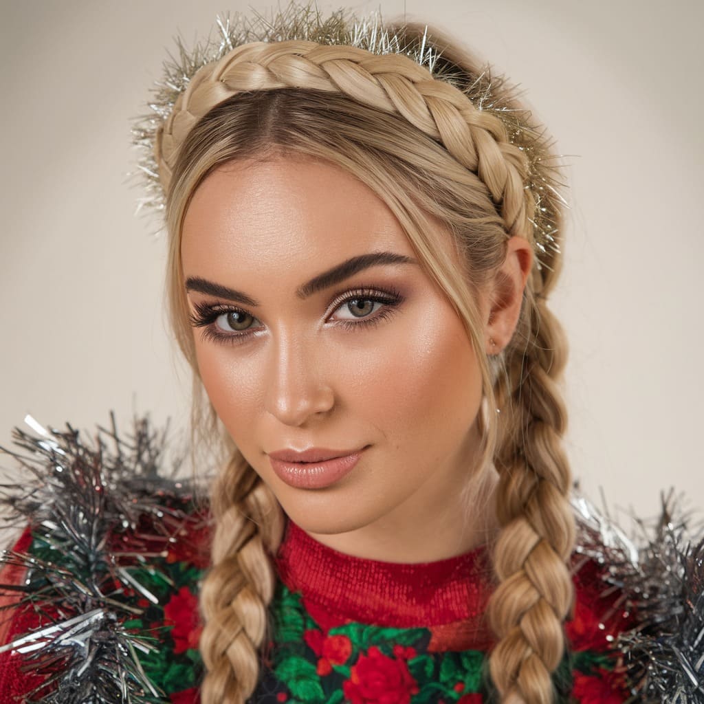 Braided Headband with Tinsel Weave