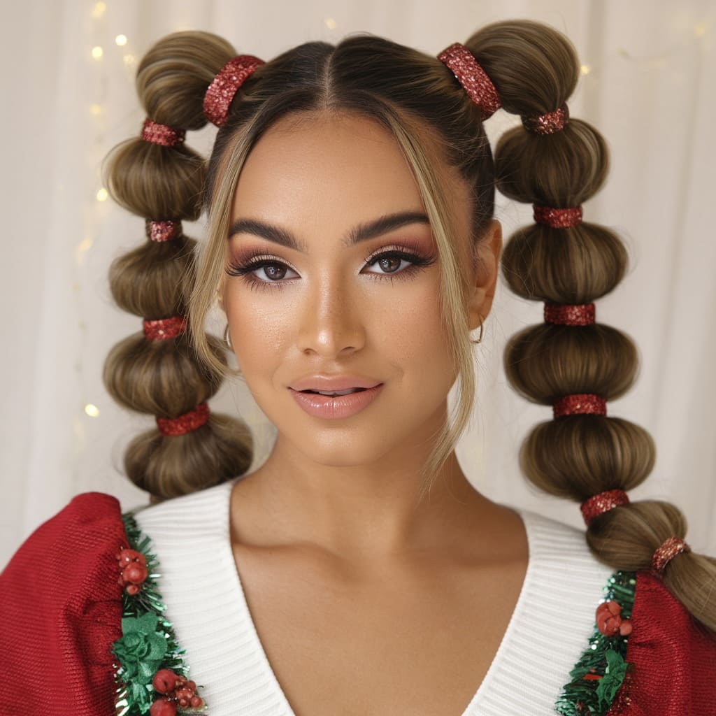 Bubble Ponytail with Glitter Hair Ties