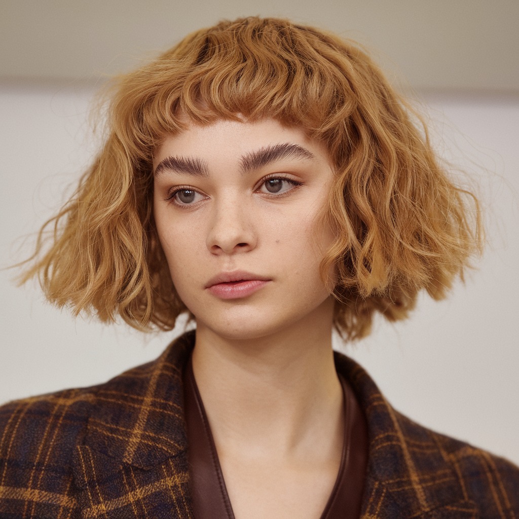 Curly Bob with Tapered Neckline