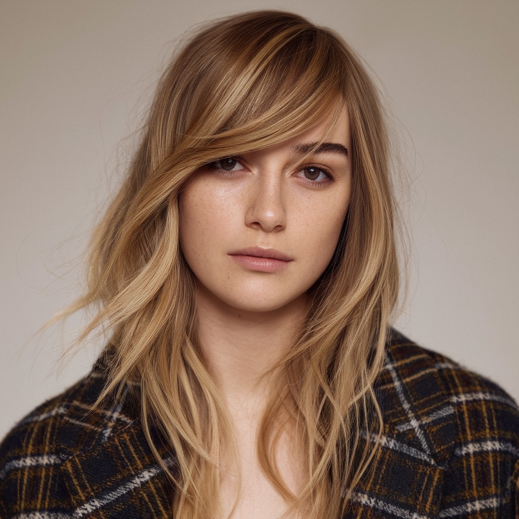 Feathered Layers with Side-Swept Bangs