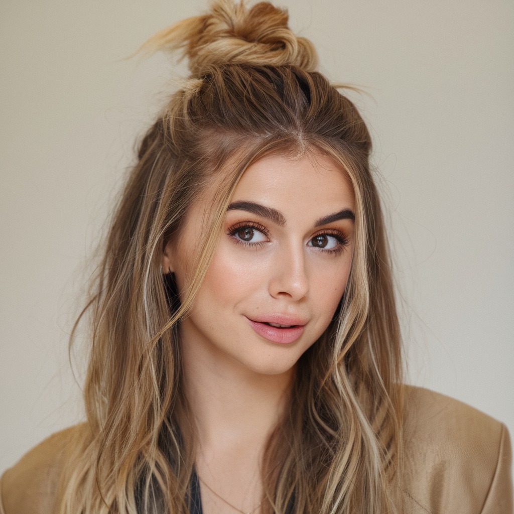 Half-Up Top Knot for Casual Volume