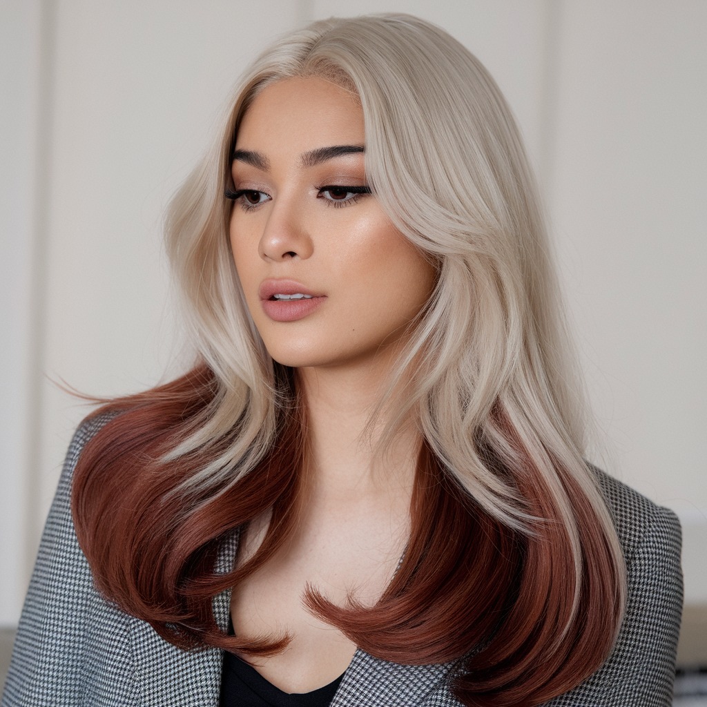 Platinum Blonde with Deep Copper Lowlights