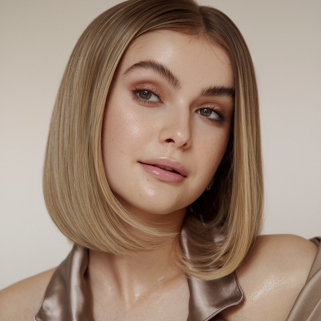 Sleek Straight Lob with Shine Serum