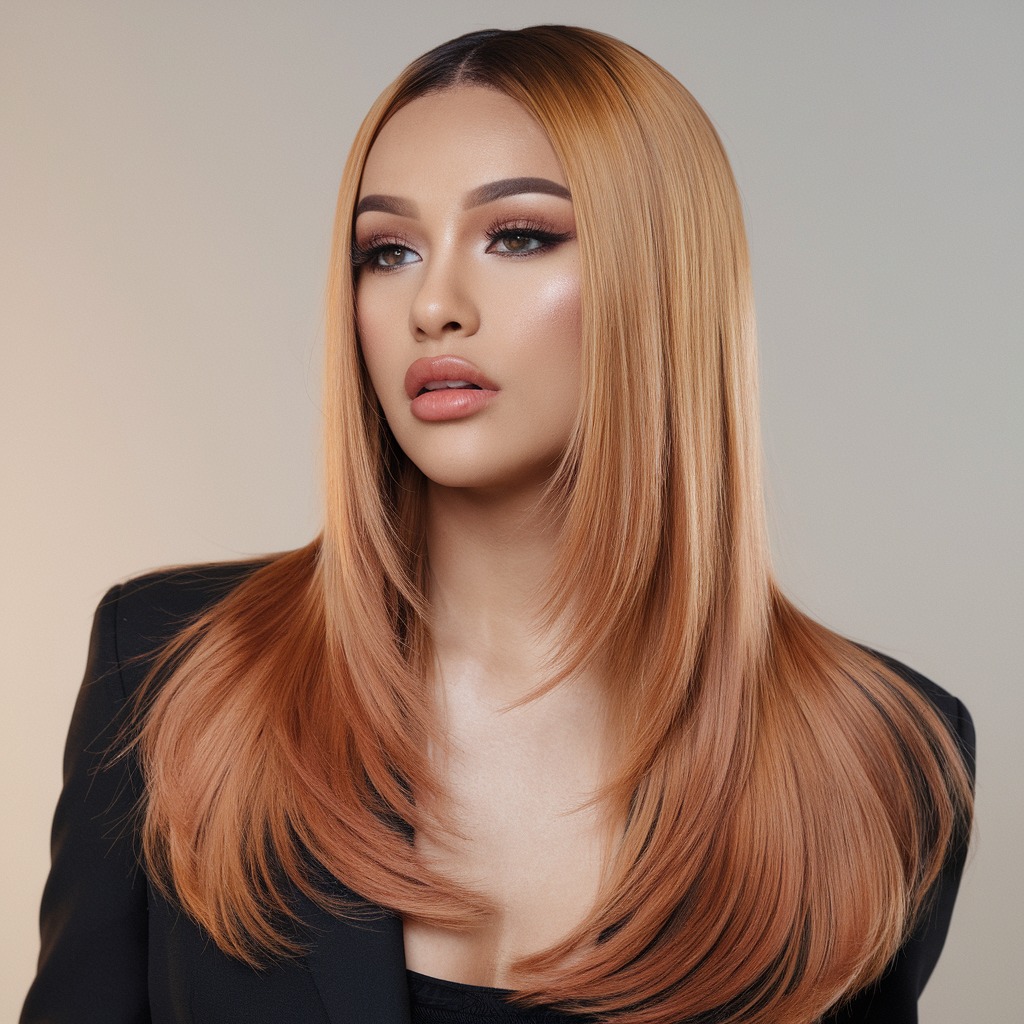 Straight Blonde with Copper Underlights