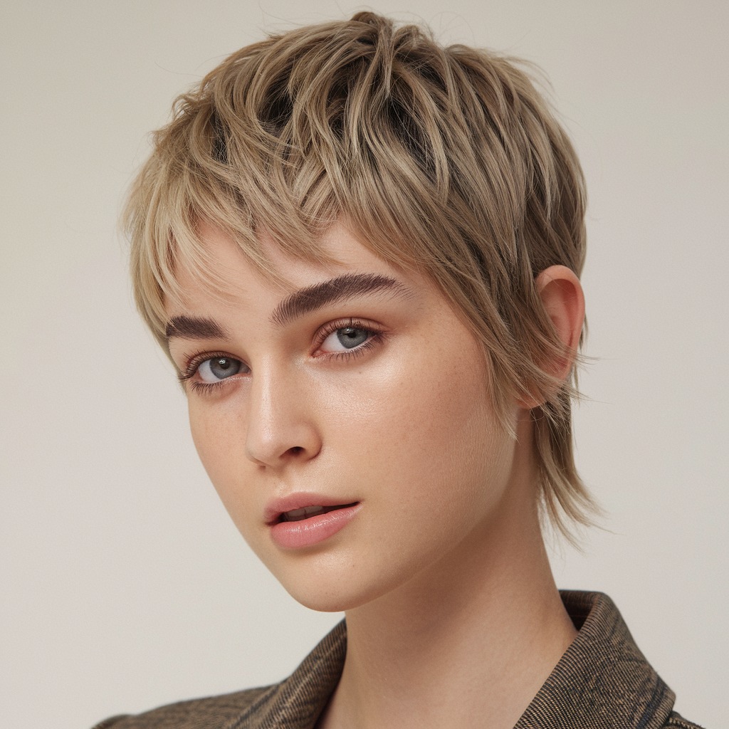 Textured Pixie Cut in Ash Blonde